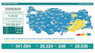 Koronavirüs nedeniyle 248 kişi daha hayatını kaybetti