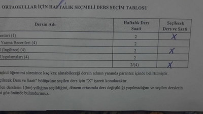 Mardin'de bazı okullara işaretlenmiş seçmeli ders formları verildi