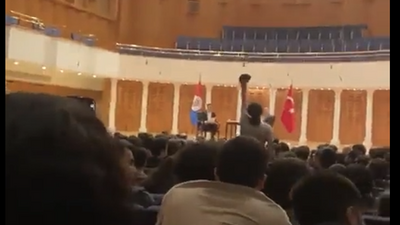 Ümit Özdağ Bilkent'te protesto edildi: Üniversitelerde ırkçılığa izin vermeyeceğiz!