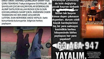 Tekirdağ'da çocuk kaçırma paylaşımları için 'gerçek dışı' açıklaması