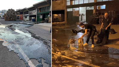 Diyarbakır'da sıvı dolum makinesi basınçla taştı