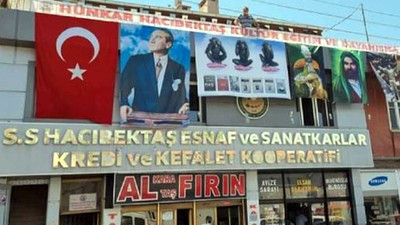 Erdoğan ziyareti öncesi Hünkar Hacıbektaş Derneği'ne 'üç maymun' posteri asıldı, polis 'hakaret var' dedi