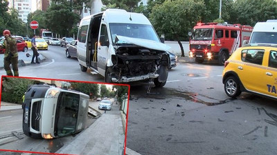 İstanbul'da işçileri taşıyan iki servis aracı çarpıştı: 1 yaralı