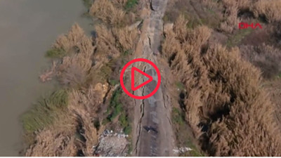 Hatay'daki depremlerde çöken yollar havadan görüntülendi