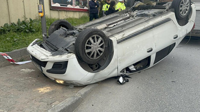 Üsküdar'da otomobil takla attı: Bir yaralı