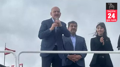 Soylu, konuşması sırasında 'eylem' yapan Yeşil Sol standını hedef aldı