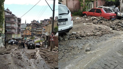 Manisa'da sel: Yollar çöktü, araçlar çamura saplandı