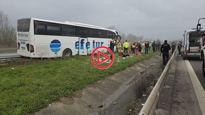 Düzce'de yolcu otobüsü bariyerlere çarptı: 17 yaralı