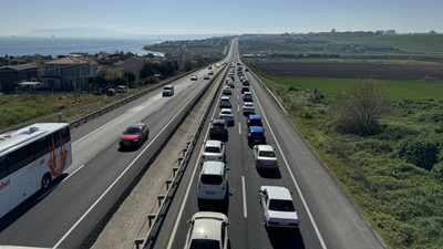 Tekirdağ-İstanbul yolunda trafik yoğunluğu