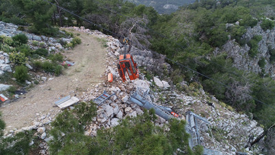 Antalya'daki teleferik faciası havadan görüntülendi