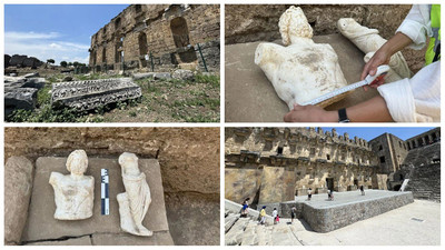 Aspendos Antik Kenti'nde 2 bin yıllık Zeus ve Afrodit heykelleri bulundu