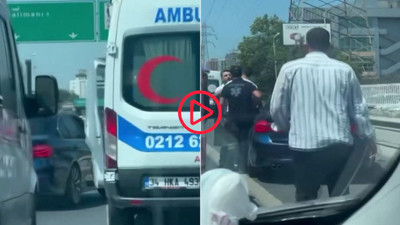 Otoyolda ısrarla ambulansı sıkıştırdı, sağlık çalışanlarıyla kavga etti