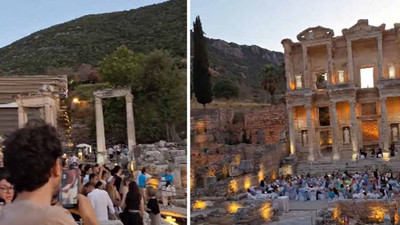 Efes’te 'özel davet' nedeniyle ziyaretçiler kütüphaneye alınmadı: Protesto edildi