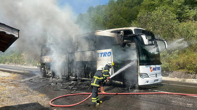 Kastamonu'da yolcu otobüsü yandı: 10 yolcu tahliye edildi