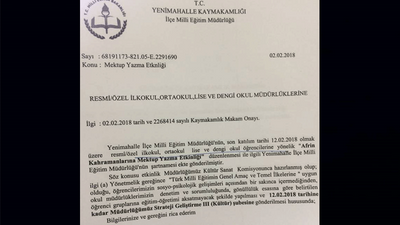 Milli Eğitim Müdürlüğü'nden okullara 'Afrin operasyonuna destek' talimatı