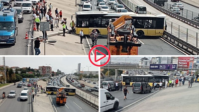 İETT otobüsü direğe çarptı, D-100 trafiğe kapandı