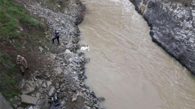 Maçka'da polis otosu dereye uçtu