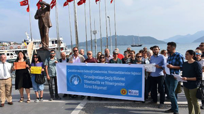 Marmaris'te 'ortaöğretime geçiş sistemi' protestosu