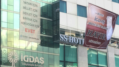 İGDAŞ 'Evet', aboneler 'Hayır' pankartı astı