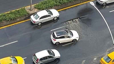 Ankara'da yol çöktü