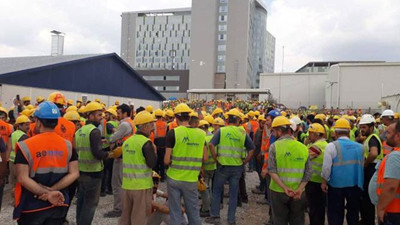 Şehir hastanesi inşaatı işçileri eylemde