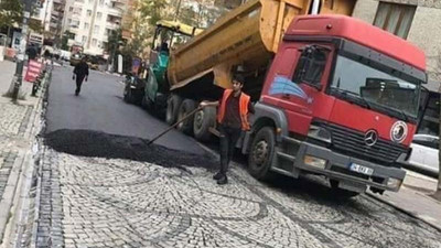 Belediye Arnavut kaldırımına asfalt döktü, tepki geldi