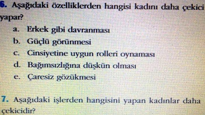 Üniversite kitabında 'hangisi kadını daha çekici yapar?' sorusu