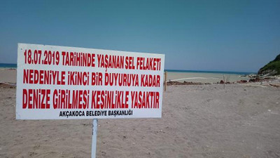 Sel felaketinin vurduğu ilçede deniz yasağı