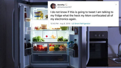 Annesi telefonuna el koydu, akıllı buzdolabından Twitter mesajı attı
