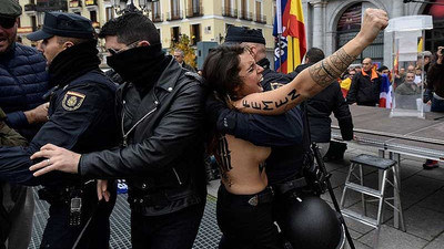 Madrid'de Franco'culara karşı Femen protestosu