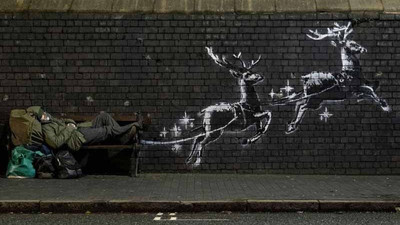 Banksy bu kez evsizlerin yaşamına dikkat çekti