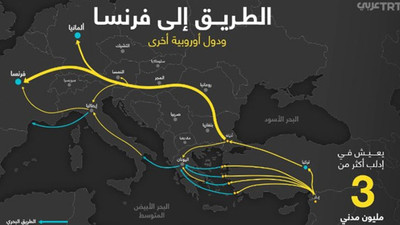 TRT Arapça'dan mülteciler için Avrupa'ya gidiş haritası