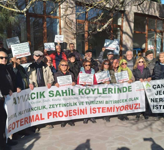Çanakkale’de zeytinlikler içindeki jeotermal aramaya köylüler engel oldu