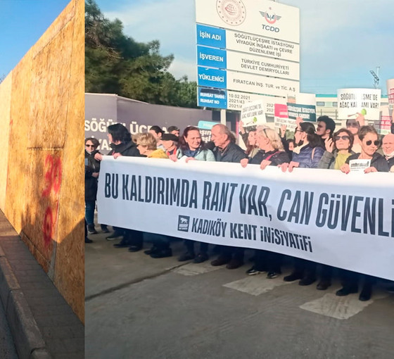 Söğütlüçeşme'deki viyadük inşaatı yola taştı, yayalar yola çıkmaz zorunda kalıyor