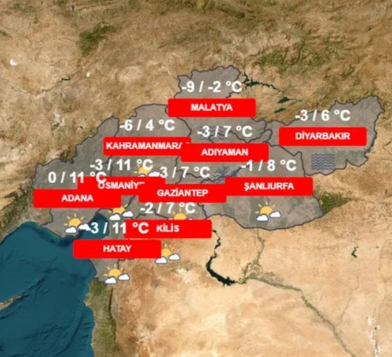 Deprem bölgesinde hava sıcaklığı düşecek