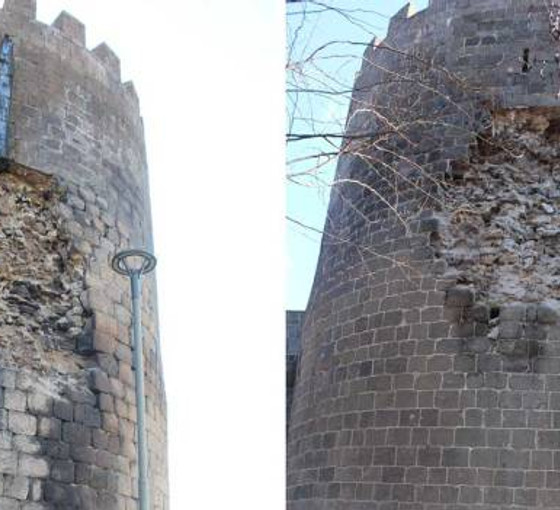 Diyarbakır surlarının 30 bölümü depremden zarar gördü