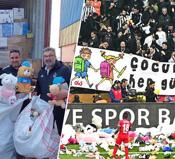 Beşiktaş tribünlerinden atılan oyuncaklar İskenderun'da