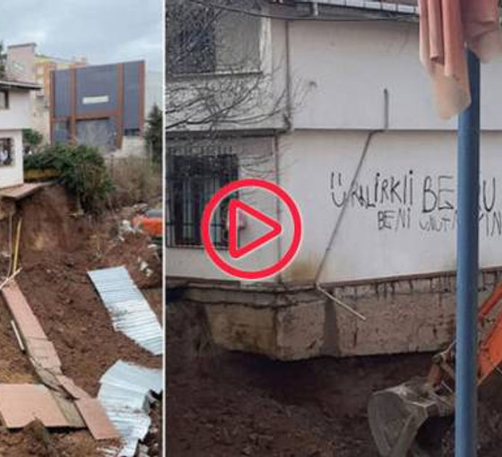 Ataşehir'de inşaatın istinat duvarı, bitişik evin bahçesiyle birlikte çöktü