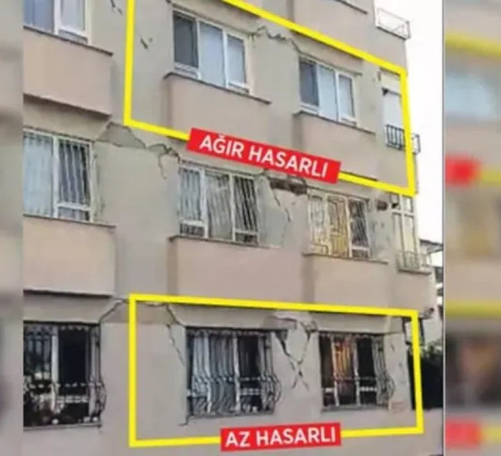 Aynı apartmana iki farklı tespit: İki kat az hasarlı, bir kat ağır hasarlı