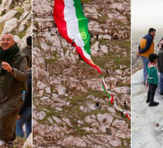 'Newroz'un başkenti' Akre'de hazırlıklar tamamlandı, 50 metrelik Kürdistan bayrağı asıldı