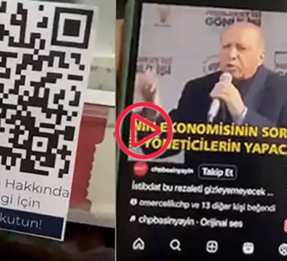 Market raflarında QR kodlu Erdoğan videosu