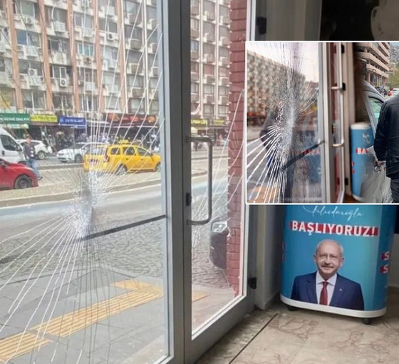İzmir’de CHP seçim bürosuna taşlı saldırı