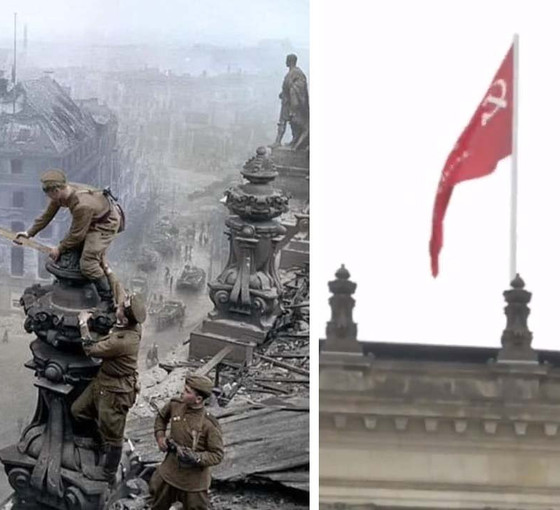78 yıl aradan sonra ilk: Reichstag'ın tepesine kızıl bayrak dikildi