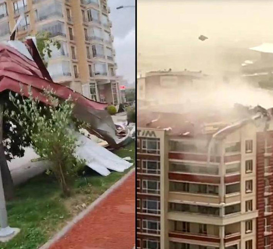 Ankara'da kuvvetli rüzgar; ağaçlar devrildi, çatılar uçtu