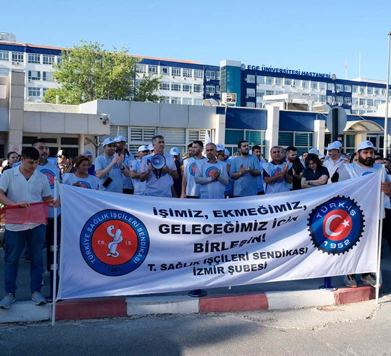 Ege Üniversitesi Hastanesi çalışanları iş bıraktı