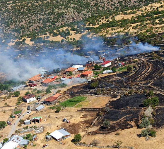 Bolu'da otluk alanda yangın: Yerleşim yerine sıçradı, evler tahliye edildi