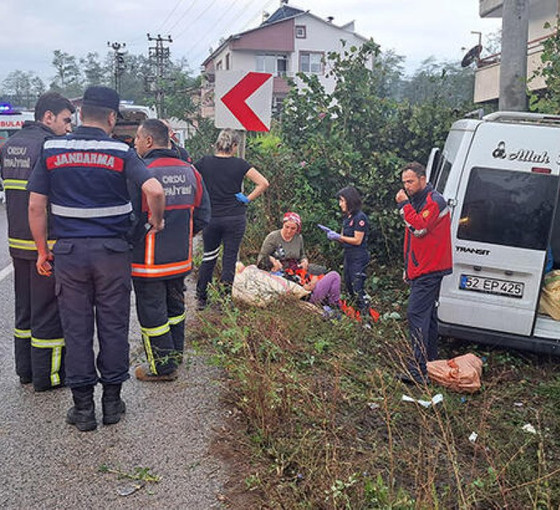Ordu'da fındık işçilerini taşıyan minibüs direğe çarptı: Beşi çocuk 17 yaralı