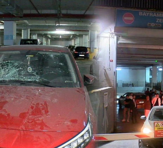 Bayrampaşa'daki İSPARK otoparkında araçlara taşlı saldırı
