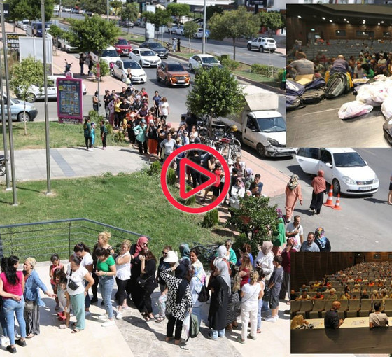 Mersin'de kırtasiye yardımı kuyruğu
