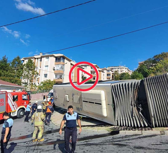 Başakşehir'de İETT otobüsü devrildi: Yaralılar var
